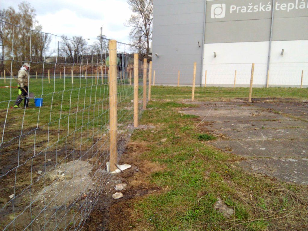 Lesnické pletivo na dřevěných kůlech, realizace Praha